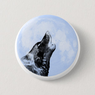 Geisterwolf heult auf dem Mond Button