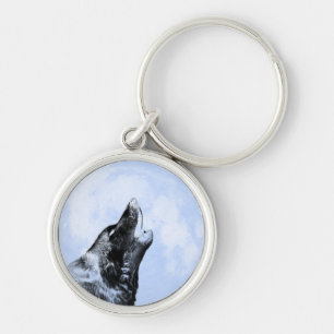 Geisterwolf heult auf dem Mond Schlüsselanhänger