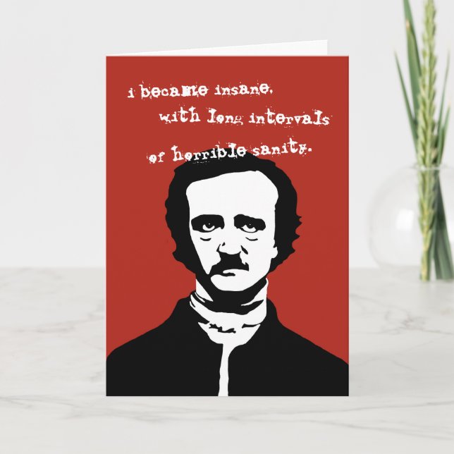 Geisteskranke Zitat-Silhouette Edgar Allan Poe Karte (Vorderseite)