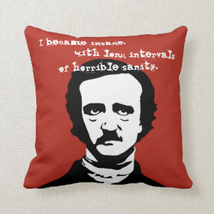 Geisteskranke Zitat-Silhouette Edgar Allan Poe Kissen