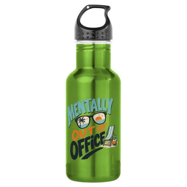 Geistig nicht im Büro Edelstahlflasche (Vorderseite)