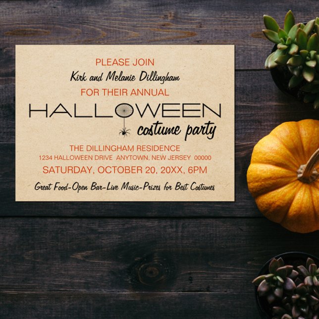 Geistige Typografie Halloween Einladung (Spiderweb Typography Halloween Invitation)