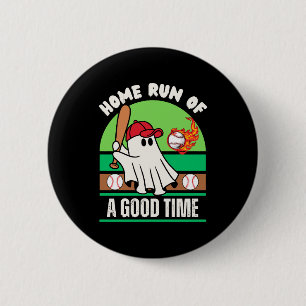 Geistiger Baseballspieler Halloween Button