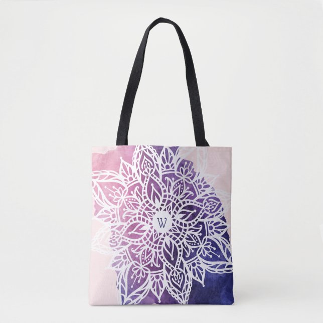 Geistiger Bio u. geometrischer MandalaWatercolor Tasche (Vorderseite)