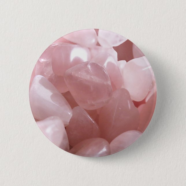 Geistiger rosa Liebekristall der Rosen-Quarts Button (Vorderseite)
