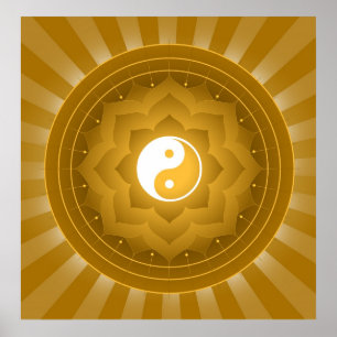 Geistiges Yin Yang auf Lotus-Hintergrund Poster