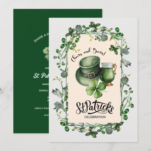 Gejammer und Bier. St. Patrick's Celebration Invit Einladung (Vorne/Hinten)