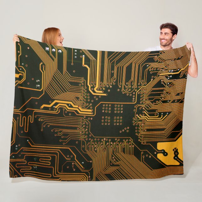 Gek Out Nerd PCB Orange Electronic Circuit Board Fleecedecke (Beispiel)