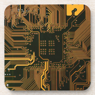 Gek Out Nerd PCB Orange Electronic Circuit Board Getränkeuntersetzer