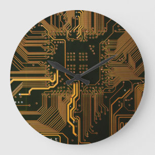 Gek Out Nerd PCB Orange Electronic Circuit Board Große Wanduhr