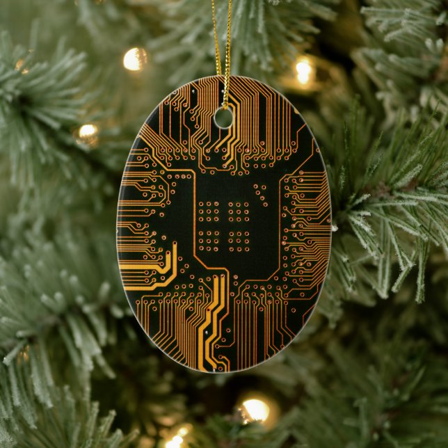 Gek Out Nerd PCB Orange Electronic Circuit Board Keramik Ornament (Baum)