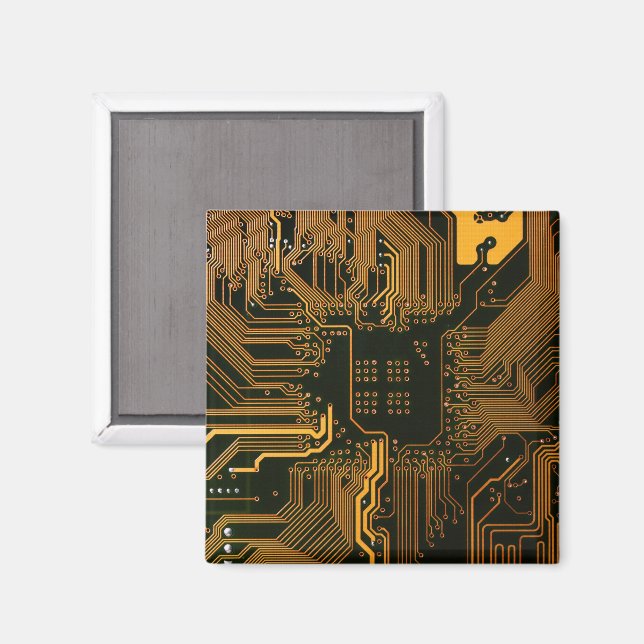 Gek Out Nerd PCB Orange Electronic Circuit Board Magnet (Vorderseite/Rückseite)