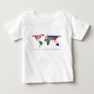 Gekennzeichnete Weltkarte der Flaggen der Welt Baby T-shirt