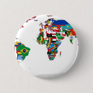 Gekennzeichnete Weltkarte der Flaggen der Welt Button