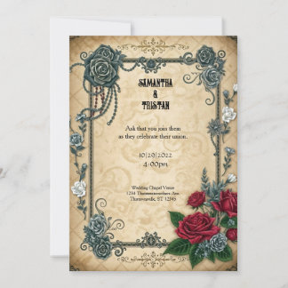 Gekettete Rosen Goth Fantasy-Hochzeit Einladung