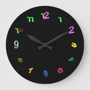 Gekippte bunte Zahlen Große Wanduhr