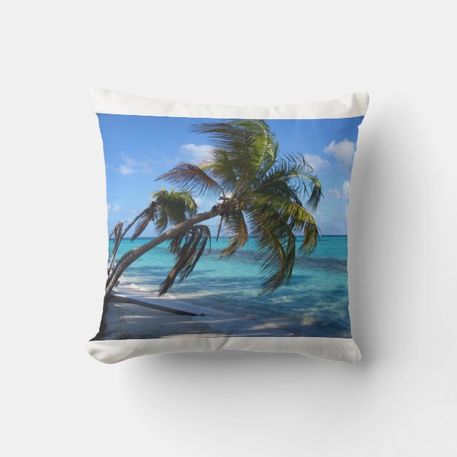 Gekippte Palmen - Weiß Kissen (Vorderseite)