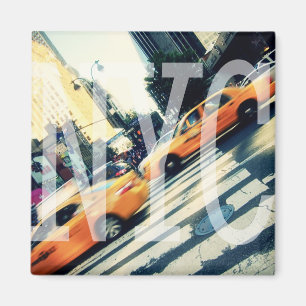 Gekippter Logo-Quadrat-Magnet der Taxi-NYC Magnet
