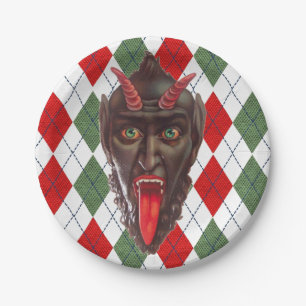 Gekleckertes Weihnachts-Krampus Pappteller