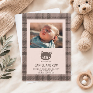 Gekleidetes Bären-Baby-Geburt Ankündigung