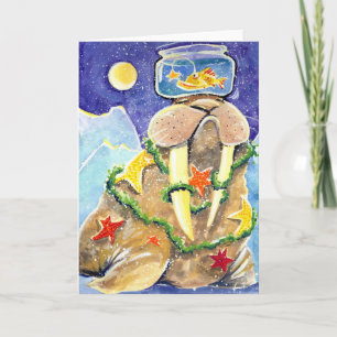 Gekleidetes oben Walroß Feiertagskarte