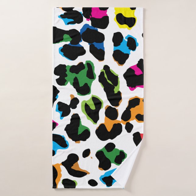 Gekleurde Luipaard print, dierenprint patroon. Badehandtuch (Badehandtuch)