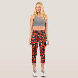 Geklirter, offener Grafik-Motiv Zufallsmuster Capri Leggings