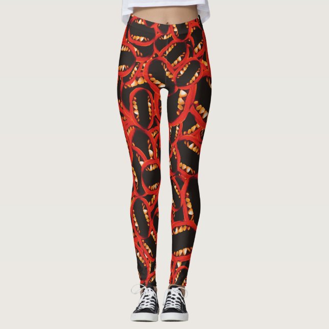 Geklirter, offener Grafik-Motiv Zufallsmuster Leggings (Vorderseite)