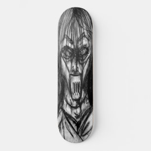 Geknebelter Patient im Zwangsjacke-Kohle-Kunstwerk Skateboard