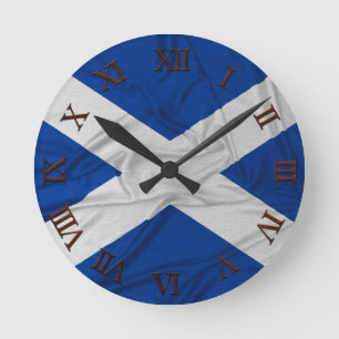 Geknitterte Schottland-Flagge Runde Wanduhr