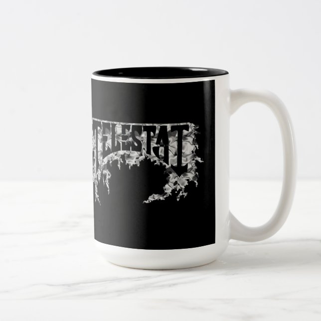 geknittertes Chrom Telestai Logo Zweifarbige Tasse (Rechts)