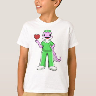 Geko als Krankenschwester mit Herz T-Shirt