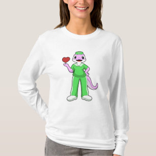 Geko als Krankenschwester mit Herz T-Shirt