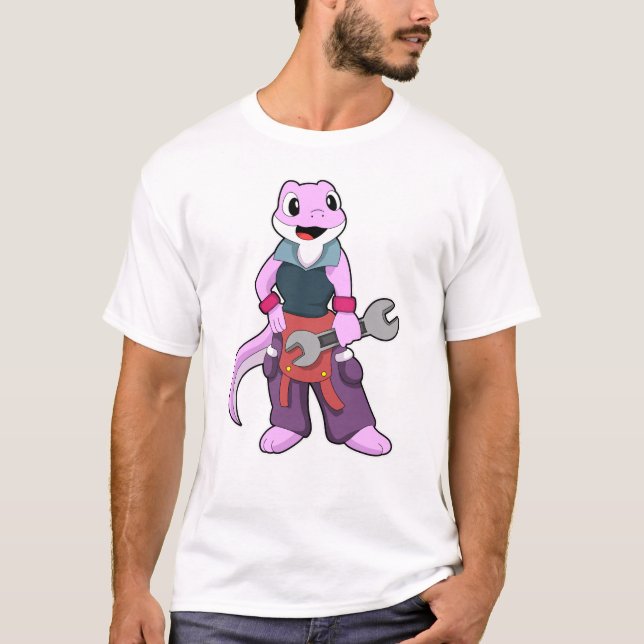 Geko als Mechanik mit Wrench T-Shirt (Vorderseite)
