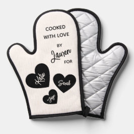 gekocht mit Liebe Personalisiert Schwarz & Weiß Ofenhandschuh