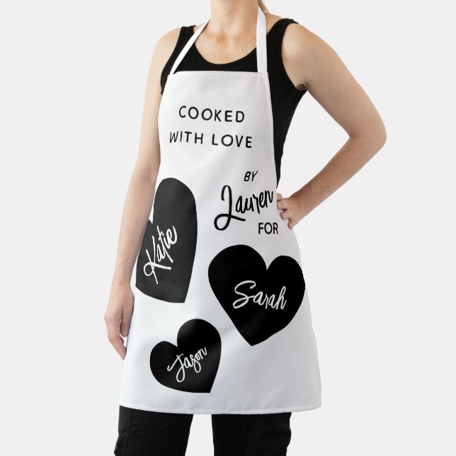 gekocht mit Liebe Personalisiert Schwarz & Weiß Schürze (InSitu)