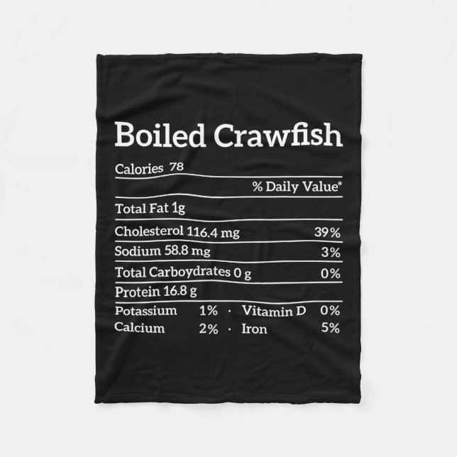 Gekochte Crawfish Nutrition Fakten für die Lebensm Fleecedecke (Vorderseite)