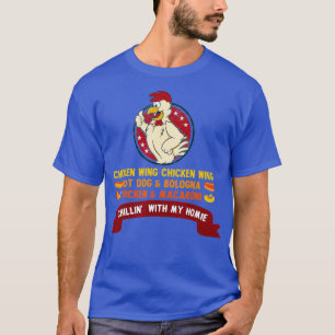 gekochte Hühnerhühner Wing Hot Dog und T-Shirt