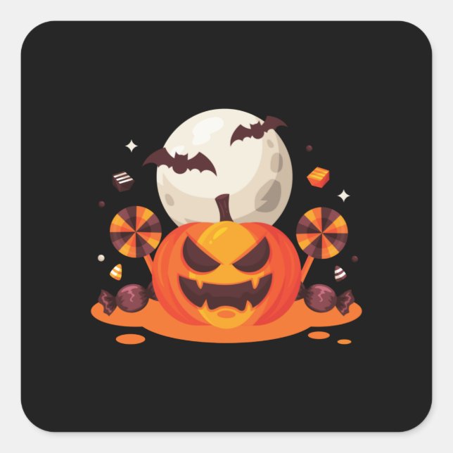 Gekochter Halloween Kürbis perfekt Geschenk Quadratischer Aufkleber (Vorderseite)
