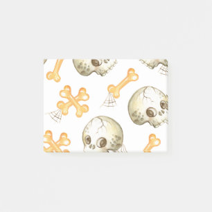 Geköckte Schädel und Knochen Halloween Muster Post-it Klebezettel