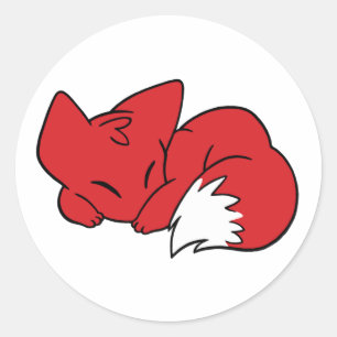 Gekräuselter SchlafenFox Runder Aufkleber