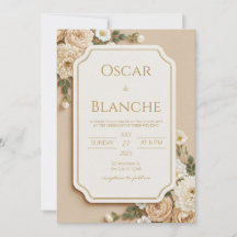 Gekrauste Elfenbein Beige Florale Vergoldete Hochz