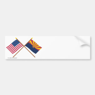 Gekreuzte 48 Stern US und Arizona-Staats-Flaggen Autoaufkleber
