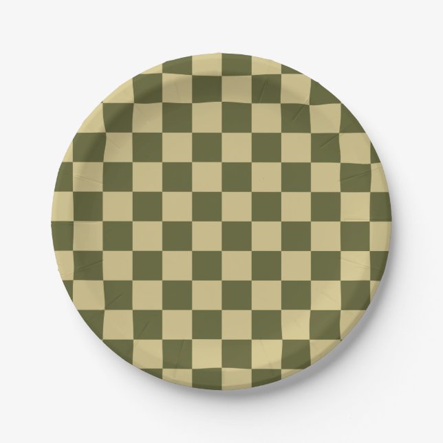 Gekreuzte Armee Grün und Khaki Pappteller (Vorderseite)