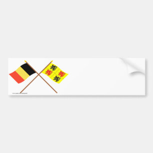Gekreuzte Belgien- und Hainaut-Flaggen Autoaufkleber