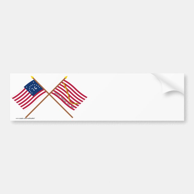 Gekreuzte Bennington-Flagge und Marine-Jack Autoaufkleber (Vorne)