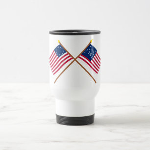 Gekreuzte Betsy- Ross und Bennington-Flaggen Reisebecher