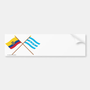 Gekreuzte Ecuador- und Guayasflaggen Autoaufkleber