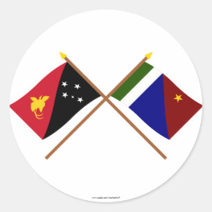 Gekreuzte Flaggen der png- und Milnebucht-Provinz Runder Aufkleber