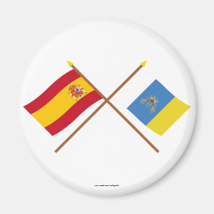 Gekreuzte Flaggen Spaniens und der Kanarischen Ins Magnet